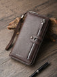 Two pieces High-Capacity PU Leather Clutch Wallet - Unisex Design with Wrist Strap, Zipper & Multiple Card Slots(black)