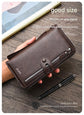 Two pieces High-Capacity PU Leather Clutch Wallet - Unisex Design with Wrist Strap, Zipper & Multiple Card Slots(black)