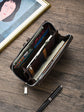 Two pieces High-Capacity PU Leather Clutch Wallet - Unisex Design with Wrist Strap, Zipper & Multiple Card Slots(Dark brown)