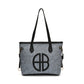 Stylish Large Capacity Tote Bag with PU Leather Trim & Logo Detail(Blue with black)