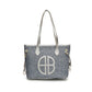 Stylish Large Capacity Tote Bag with PU Leather Trim & Logo Detail(Blue with Silver)