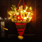 Illuminated Santa Hat Door Hanger with Holiday Greenery & Berries - Christmas Wall Decor(red)
