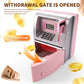 Kids Electronic ATM Savings Bank - Digital Piggy Bank with Password, Auto Roll-in Banknotes & Coin Slot for Financial Learning Fun(pink)