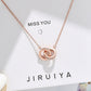 2pc Elegant Interlocking Rings Pendant Necklace with Zirconia Accents - Copper Base, Minimalist Jewelry(Rose gold)