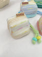 3pc Chic Woven Mini Backpack Pouch - Earphone Case & Coin Purse with Keychain Lanyard(pink)