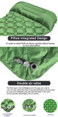 2pc Ultralight Inflatable Camping Sleeping Mat with Integrated Pillow - Waterproof 40D Nylon TPU(Army Green)