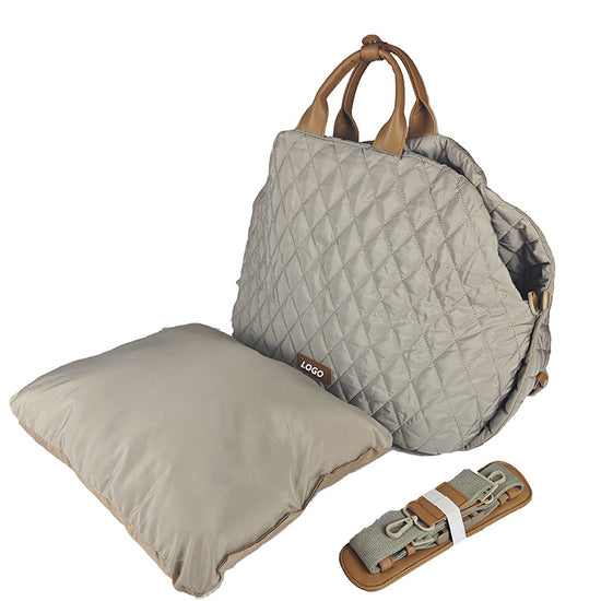 Luxury Quilted 2-in-1 Pet Travel Carrier & Car Booster Seat for Small Dogs(beige)