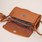 Genuine Leather Flap Crossbody Bag with Elephant Charm - Compact & Stylish Shoulder Purse(Black)