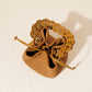 Genuine Leather Mini Bucket Bag with Braided Handle - Chic Drawstring Crossbody Purse(white)