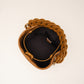 Genuine Leather Mini Bucket Bag with Braided Handle - Chic Drawstring Crossbody Purse(Biscuit)