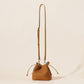 Genuine Leather Mini Bucket Bag with Braided Handle - Chic Drawstring Crossbody Purse(Gray)