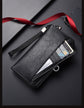 Black Classic Long Zipper Wallet Clutch - Large Capacity PU Leather Phone & Card Holder with Wrist Strap