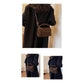 Coffee Chic Ruched Handle Crossbody Bag - Womens Faux Suede Top Handle Handbag with Detachable Strap