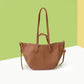 Brown Chic Minimalist PU Leather Tote Bag - Women&