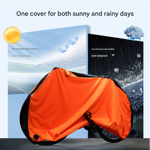Size M Black And Orange All-Weather 210D Bicycle Cover - Waterproof & UV-Proof Outdoor Bike Protector with Lock Hole & Storage Bag