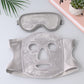 Grey Reusable Cooling Gel Bead Face Mask and Eye Mask Set - Soothing Therapy for Puffy Eyes, Headaches and Facial Relaxation