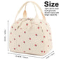 Beige Strawberry Pattern Corduroy Lunch Bag - Insulated Thermal Cooler Tote for School Work and Picnics