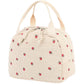 Beige Strawberry Pattern Corduroy Lunch Bag - Insulated Thermal Cooler Tote for School Work and Picnics