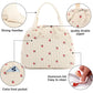 Pink Strawberry Pattern Corduroy Lunch Bag - Insulated Thermal Cooler Tote for School Work and Picnics
