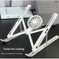 Black Adjustable Aluminum Laptop Stand with Detachable Cooling Fan - Portable Ergonomic Riser for Desk