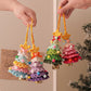 2 Pcs Style C Yellow and Green Handmade Crochet Christmas Tree Ornament - Festive Hanging Decoration with Jingle Bell