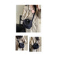 Black Lightweight Canvas Crossbody Bag - Minimalist Casual Shoulder Satchel with Adjustable Strap
