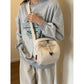 White Lightweight Canvas Crossbody Bag - Minimalist Casual Shoulder Satchel with Adjustable Strap