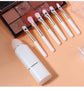 Lighgt Pink Compact 8-in-1 Makeup Brush Set - Portable Travel Kit with Retractable Brushes and Case