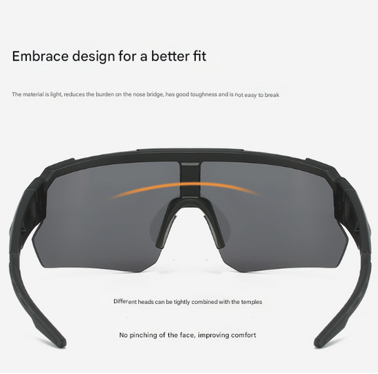 Black Temples and Orange Lenses Unisex Sport Cycling Sunglasses - Lightweight Wraparound Eyewear for Running & Outdoor Activities
