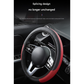 2-Pack (Type A + Type B) Beige And Black Sporty Carbon Fiber Leather Steering Wheel Cover - Universal 38cm Easy-Fit Elastic Grip