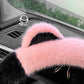 Black Plush Cat Ear Steering Wheel Cover - Cute & Fuzzy Winter Grip, Universal 38cm Fit
