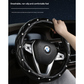 Rose Red Luxury Bling Steering Wheel Cover - Black Quilted Leather with Crystal Rhinestones, Universal 38cm Fit