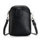 Black Chic Crossbody Phone Bag - Womens PU Leather Mini Shoulder Purse with Adjustable Strap