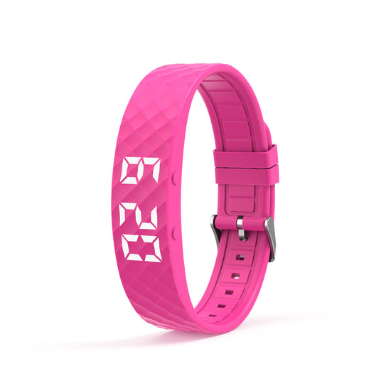 Rose Red Smart Vibrating Alarm Watch - Digital Fitness Tracker Wristband with Pedometer & Sleep Monitor