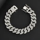 Silver 16mm Iced Out Cuban Link Bracelet - Heavy Paved Rhinestone Hip Hop Chain for Men
