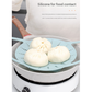 Large Blue Flexible Silicone Steamer Basket with Heat-Resistant Handles - Food-Grade Vegetable Steamer Insert for Pots & Pans