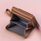 Brown Chic Compact Trifold Wallet for Women - PU Leather Card Holder with Zipper Coin Purse & Wristlet Strap