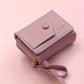 Brown Chic Compact Trifold Wallet for Women - PU Leather Card Holder with Zipper Coin Purse & Wristlet Strap
