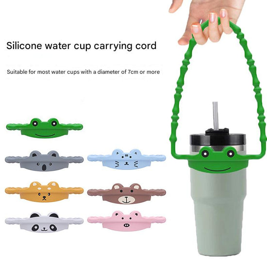 2 Pcs Yellow Dog Adorable Animal Silicone Cup Carrier - Portable Reusable Handle for Water Cup(cup not included)