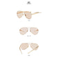 Style C1 Gold Frame Champagne Lenses Chic Oversized Aviator Sunglasses - Retro Metal Frame with UV400 Protection for Women