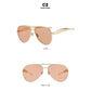 Style C2 Gold Frame Orange Lenses Chic Oversized Aviator Sunglasses - Retro Metal Frame with UV400 Protection for Women