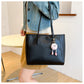 Black Chic Large Capacity Tote Bag - PU Leather Commuter Shoulder Handbag for Women
