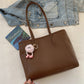 Brown Chic Large Capacity Tote Bag - PU Leather Commuter Shoulder Handbag for Women