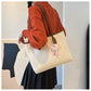 Beige and Brown Chic Large Capacity Tote Bag - PU Leather Commuter Shoulder Handbag for Women