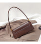 Beige Elegant Vintage Baguette Shoulder Bag - Chic PU Leather Underarm Purse with Gold Clasp