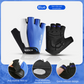 Size M Blue Padded Half-Finger Cycling Gloves - Breathable Shock-Absorbing Workout Gloves for Gym & Fitness