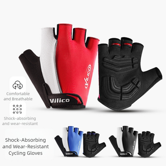 Size XL Black Padded Half-Finger Cycling Gloves - Breathable Shock-Absorbing Workout Gloves for Gym & Fitness