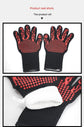 Red Flame Pattern Extreme Heat Resistant BBQ Gloves - 500°C Flame Design Oven Gloves with Non-Slip Silicone Grip