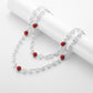 Red and White Bling Rhinestone Beaded Wallet Chain - Double Layer Hip Hop Trouser Chain Jean Accessory(45g）