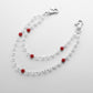 Red and White Bling Rhinestone Beaded Wallet Chain - Double Layer Hip Hop Trouser Chain Jean Accessory(45g）